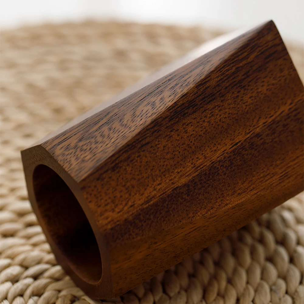 Creative Simple Wooden Pen Holder Desktop Office Stationery Storage Box Northern Black Walnut Engraving Pen Organizer