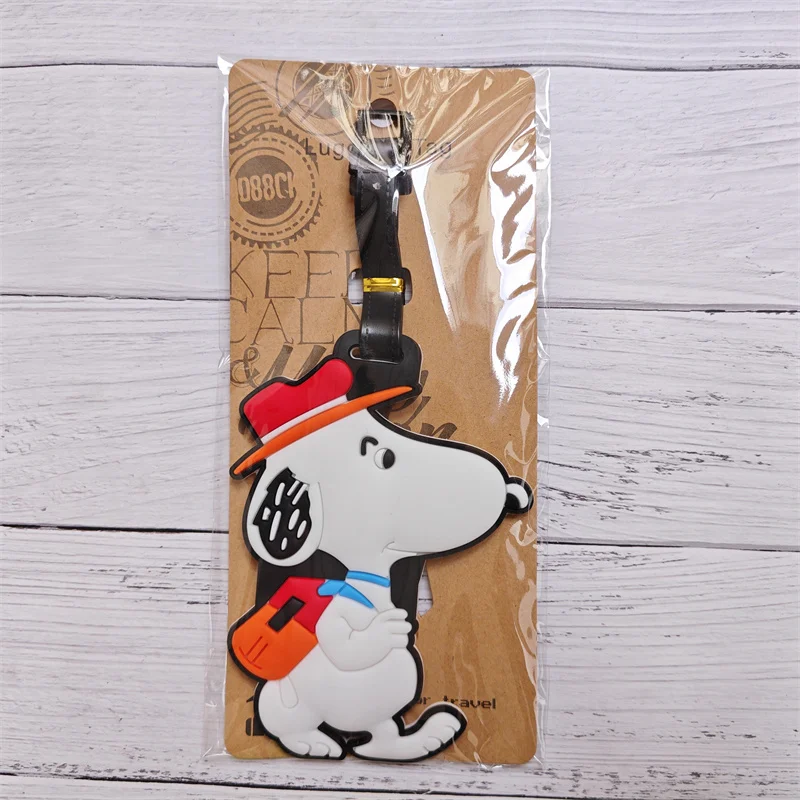 Hot Sell Luggage Tag Travel Accessories Cartoon Snoopy PVC Luggage Label Portable Anti-loss Address Name Tag for Men Women