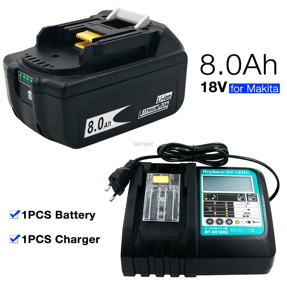 BL1880B 8000 мАч 18 В литий-ионная аккумуляторная батарея для электроинструмента Makita BL1840 BL1850 BL1830 BL1860B LXT 400 + зарядное устройство DC18RC