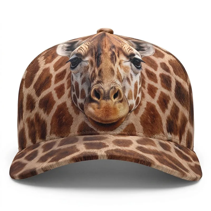 Giraffe Custom Baseball Caps Long Neck Spotty Gentle Giant Spotty Golden Safari Friend Hat Trucker Flat brim Breathable Gift Cap