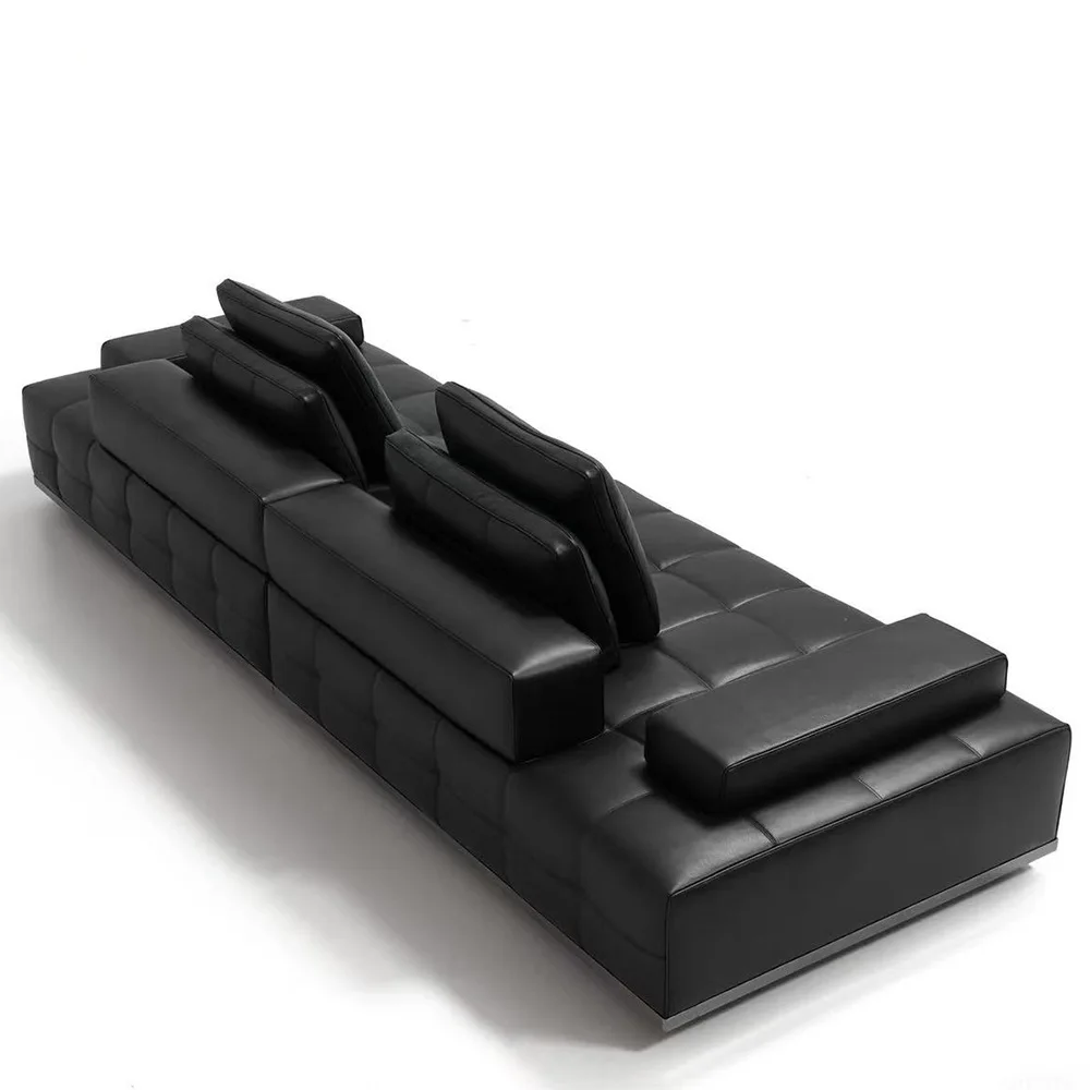 

Straight row semi-green leather Shizeng Miloti first layer cowhide small apartment living room full green leather sofa
