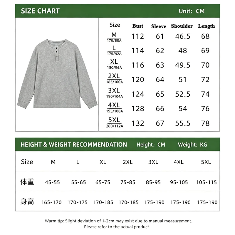 Herren Waffelstrick Langarm Henley-Shirt Rundhals Drei-Knopf-Placket Lose Passform Alltags-Casual Streetwear Pullover Top – Detail 2