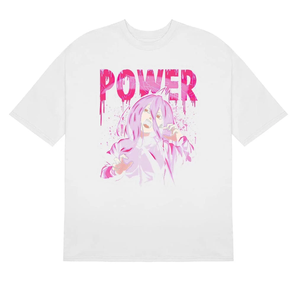 Chainsaw Man Power Pink Splash T-Shirt - 100% Cotton Anime Shirt with Bold Design