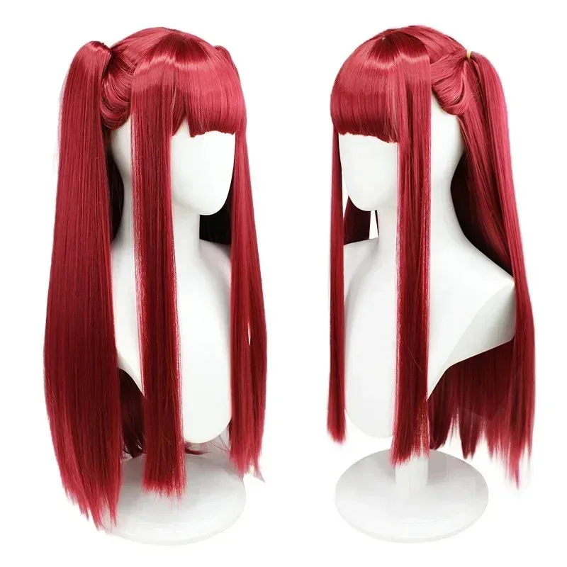 Cosplay Marin Kitagawa peluca del pequeño diablo doble cola de caballo vino rojo peluca larga recta sintética linda chica Dressingdoll peluca de Anime
