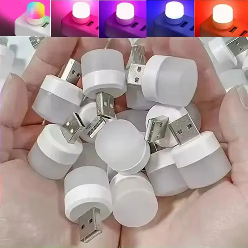 5-1PCS Mini USB Night Light Eye Protection Colorful Night Light Bulbs USB LED Night Lamp Bedroom Decoration Round Reading Lamp