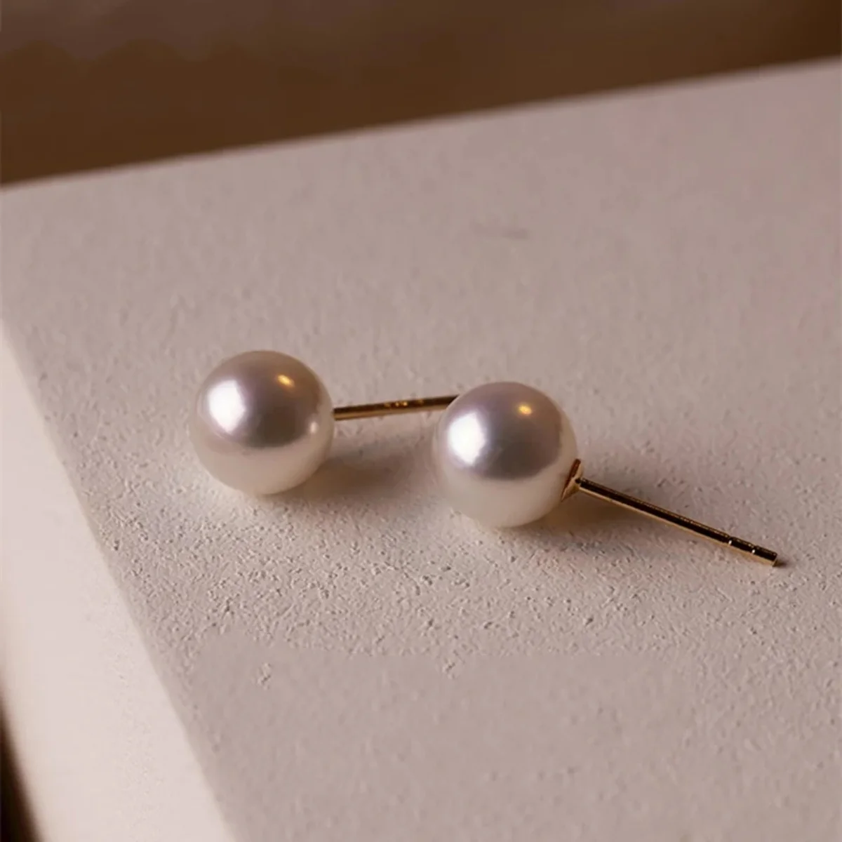 

Au750 Pure Gold Ear Studs For Women Gifts Exquisite Original Jewelry Real 18k Gold 7-8mm Natural Pearl Fashion Earrings EC1033