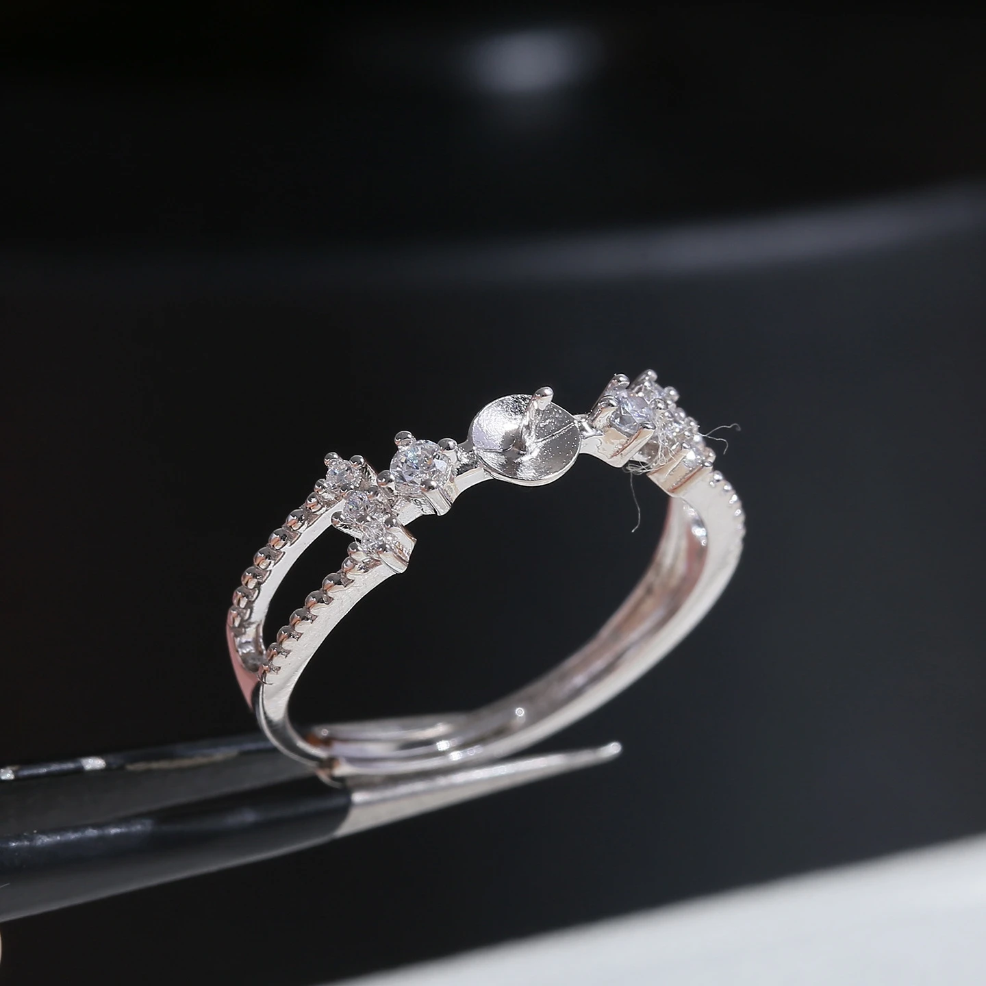 S925 Sterling Silver Adjustable Finger Ring Mountings Base Setting Findings Jewelry Mount Accessories for 8-11mm Pearls 3pcs/lot