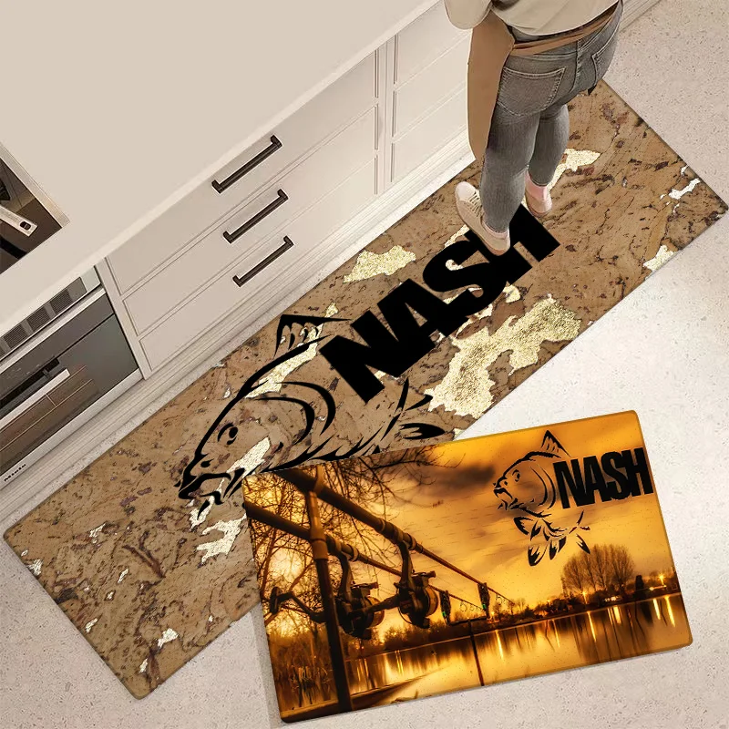 Nash Fishing Logo Entrance Front Door Doormat Non-slip Kitchen Rug Living Room Rugs Balcony Bathroom Foot Mat Floor Mats Carpet