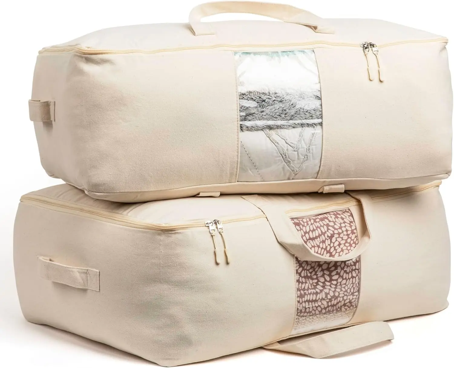 

2pc Large Canvas Storage Bags with Zipper, 25x19x9in for Comforters, Blankets, Bedding & Clothes