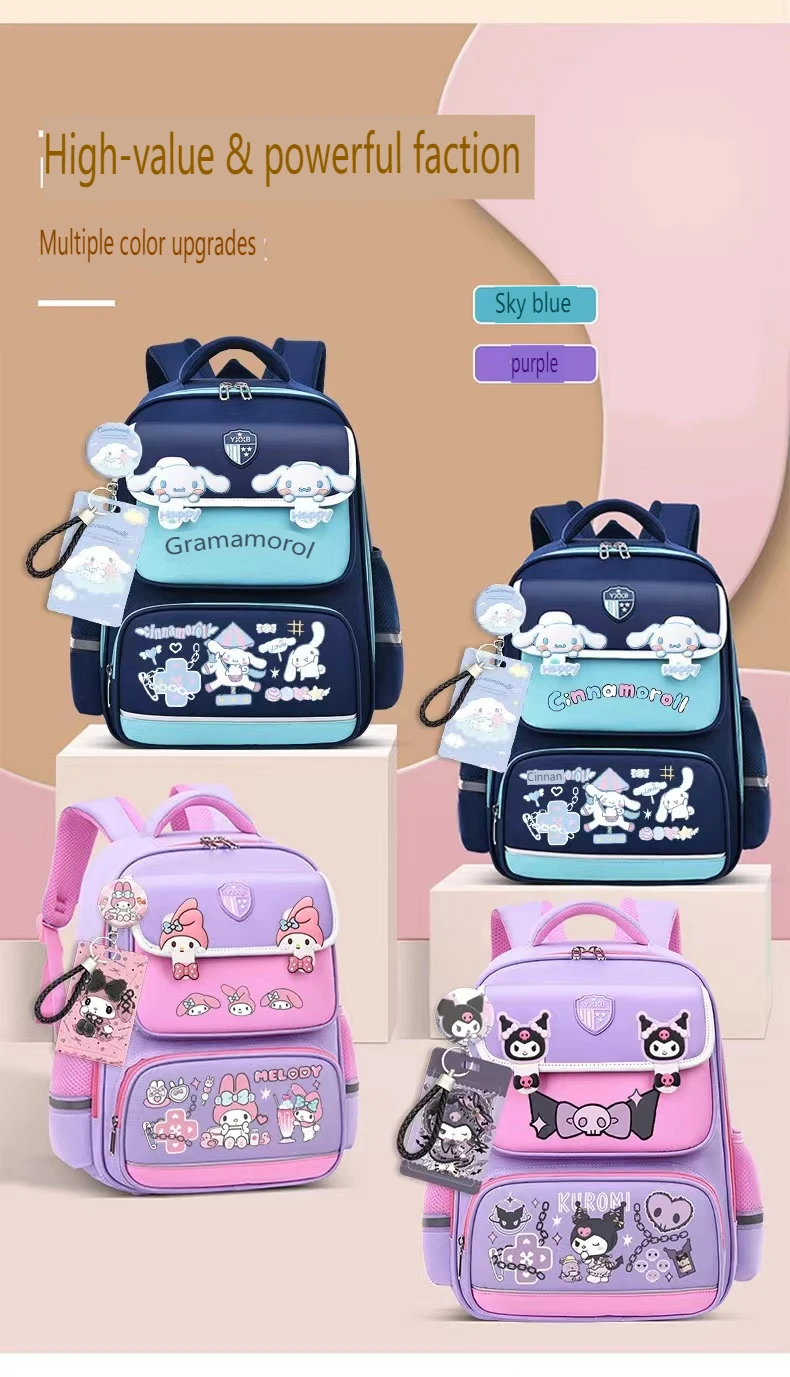 Sanrio kuromi cinnamoroll Clow M Tornister szkolny Lekki plecak dziecięcy Melita o dużej pojemności z kreskówek