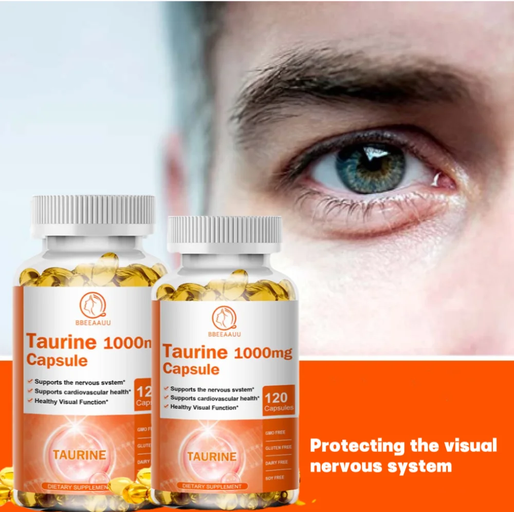 BBEEAAUU Taurine Capsules for Nervous System and Brain Health Protecting the Retina Balanced Rhythm Blood Pressure Blood Lipids