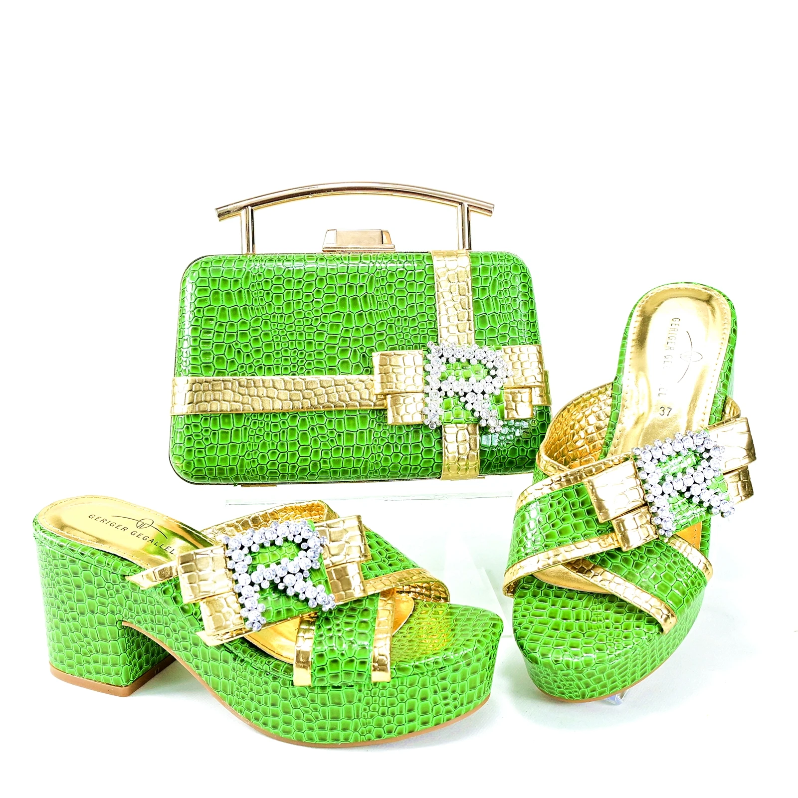 Haniye Platform High Heel Sandals Women Wedding Party Shoes And Bags Set 2023 Design African Wedding Italian Shoes Matching Bag