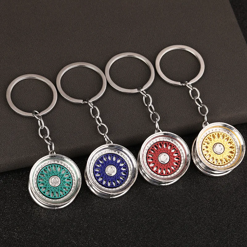 Creative Car Auto Metal Mini Wheel Rim Tyre Key Chain Key Ring 3D Miniature BBS Wheel Rim Model Keychain Popular