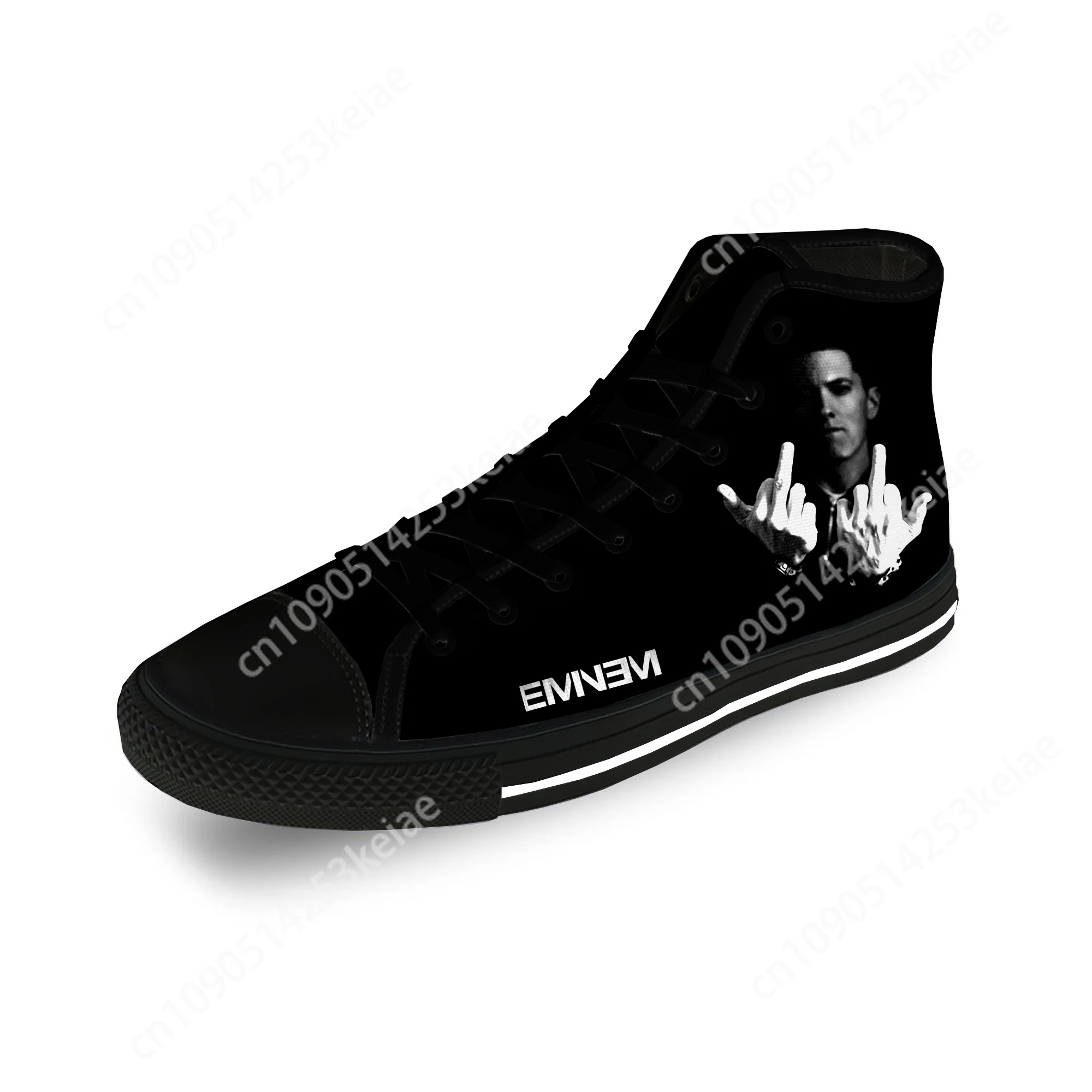 Eminem Hip Hop Rapper Rap Singer Casual Cloth Fashion 3D Print High Top Canvas Shoes Men Women Lightweight Breathable Sneakers