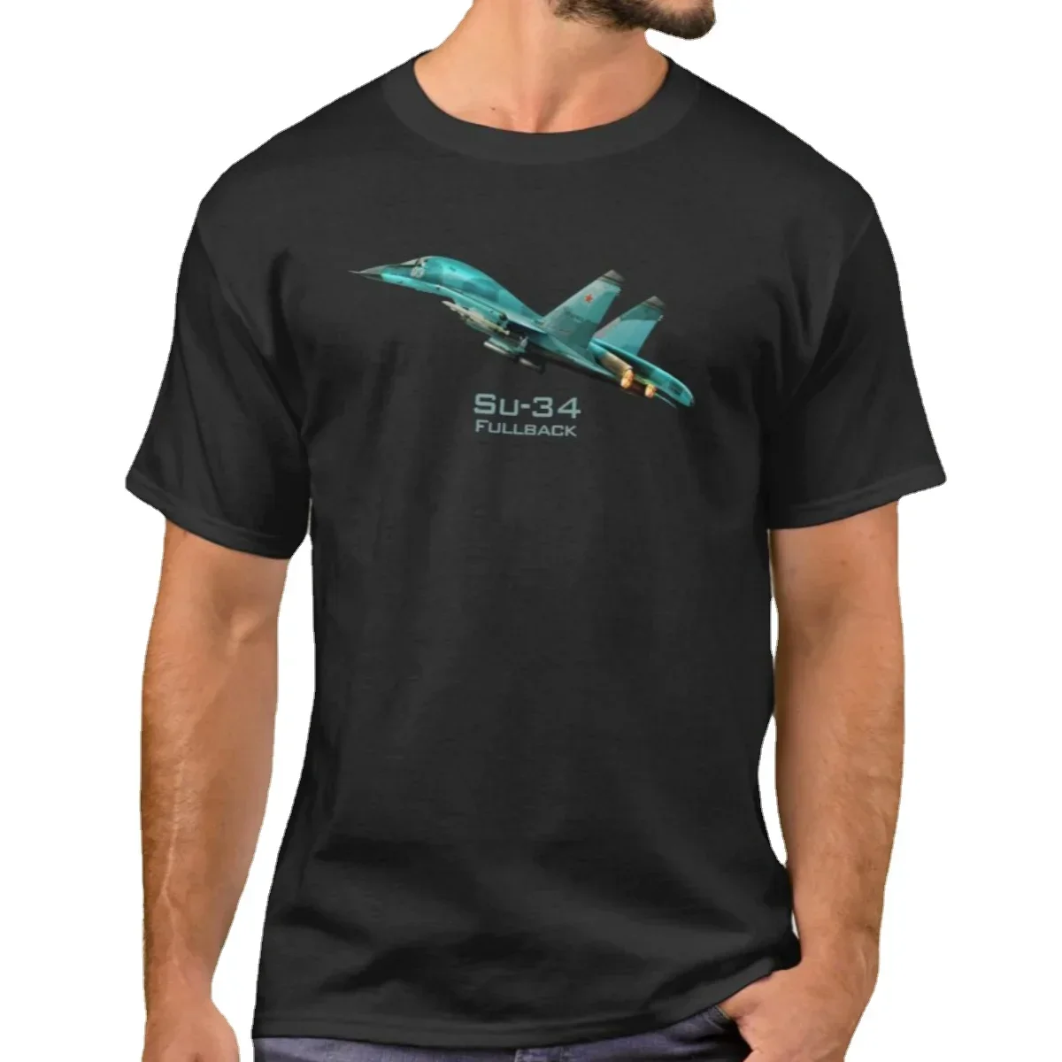 

Soviet Union Russian Su-34 Fullback Fighter Bomber T-Shirt. Summer Cotton Short Sleeve O-Neck Mens T Shirt New S-3XL
