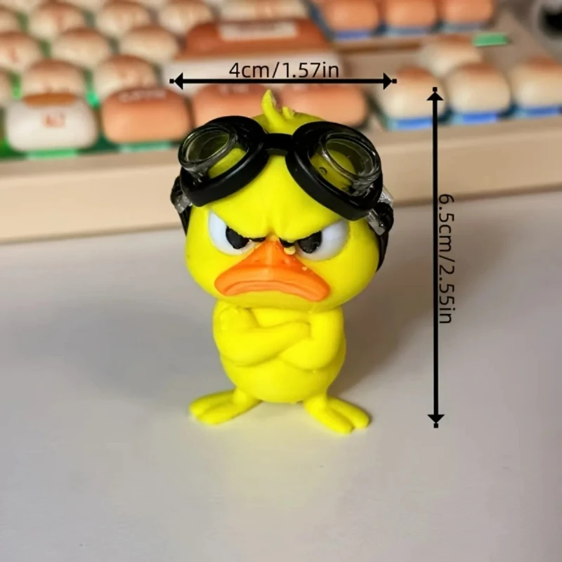 1PC Angry Hug Duck Figurine With Swim Goggles Cute Desktop Ornament Home Table Decor Holiday Party Gift Decorative Statue