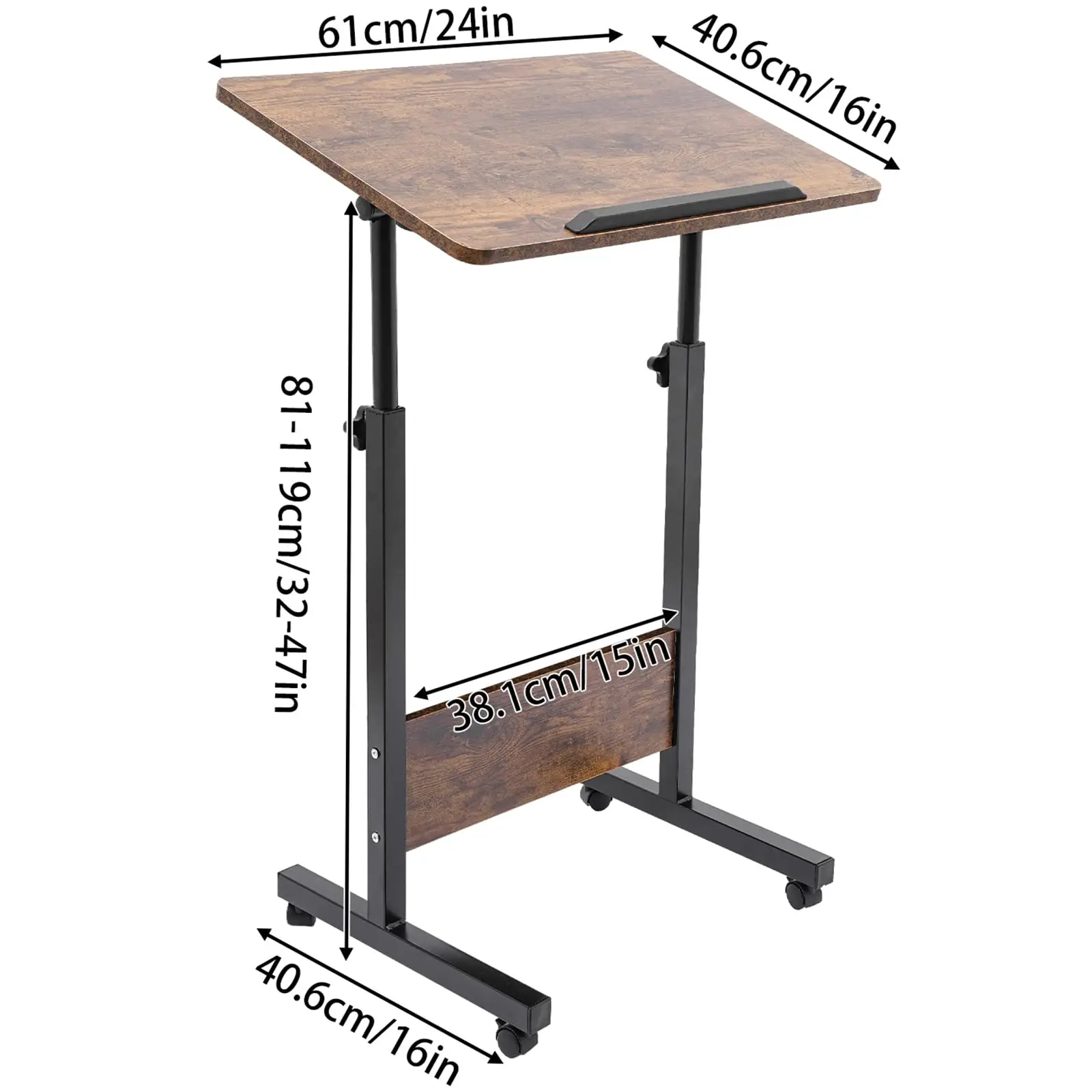 Небольшой стоячий стол с колесиками, регулируемая высота, вращающийся стол для ноутбука, портативный мобильный стол для книг, рабочий стол