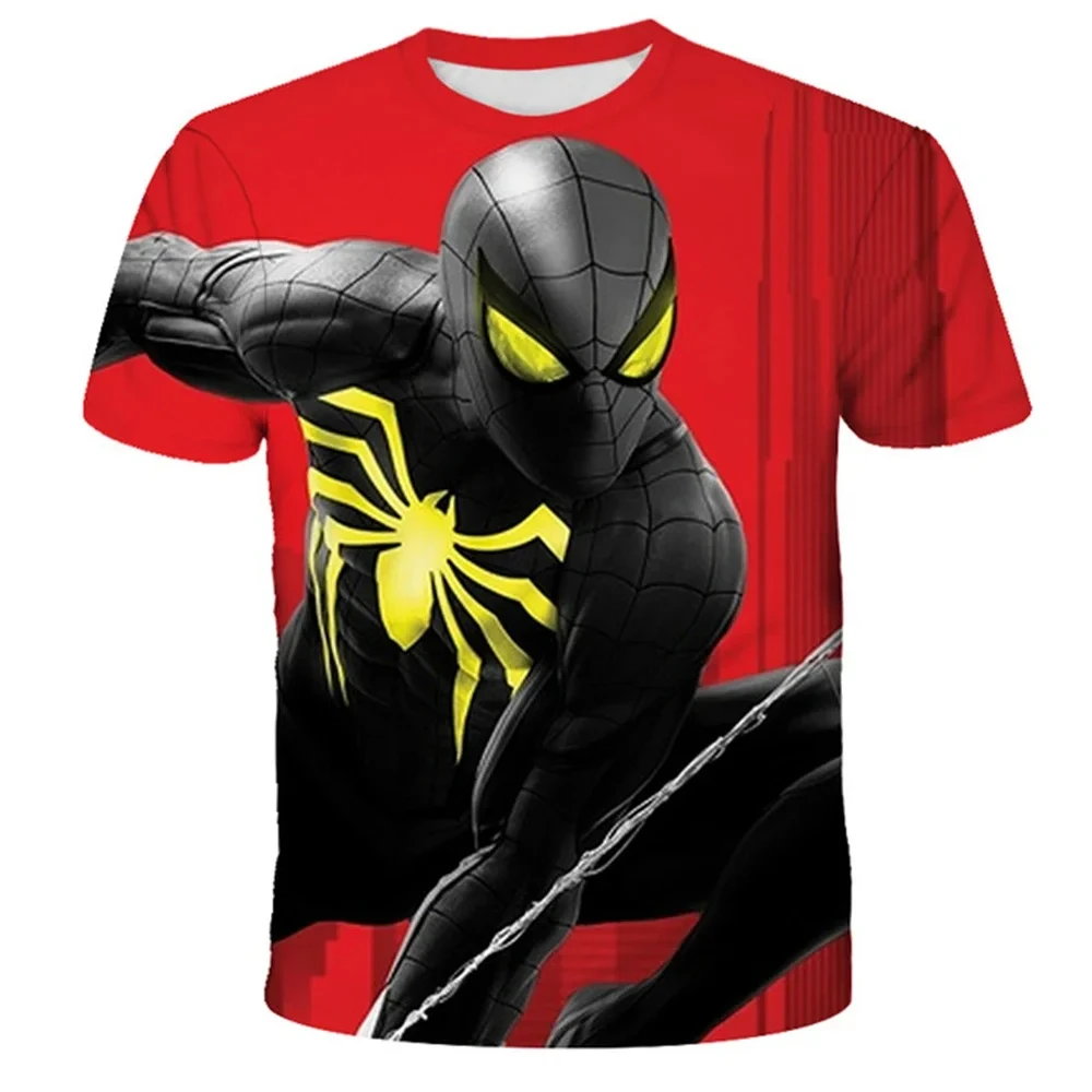 

MINISO 2024 Spiderman 3D Print Trendy T Shirts Clothing Children Boys Girls Short Sleeves T-shirt Kids Summer Fashion Top Tee