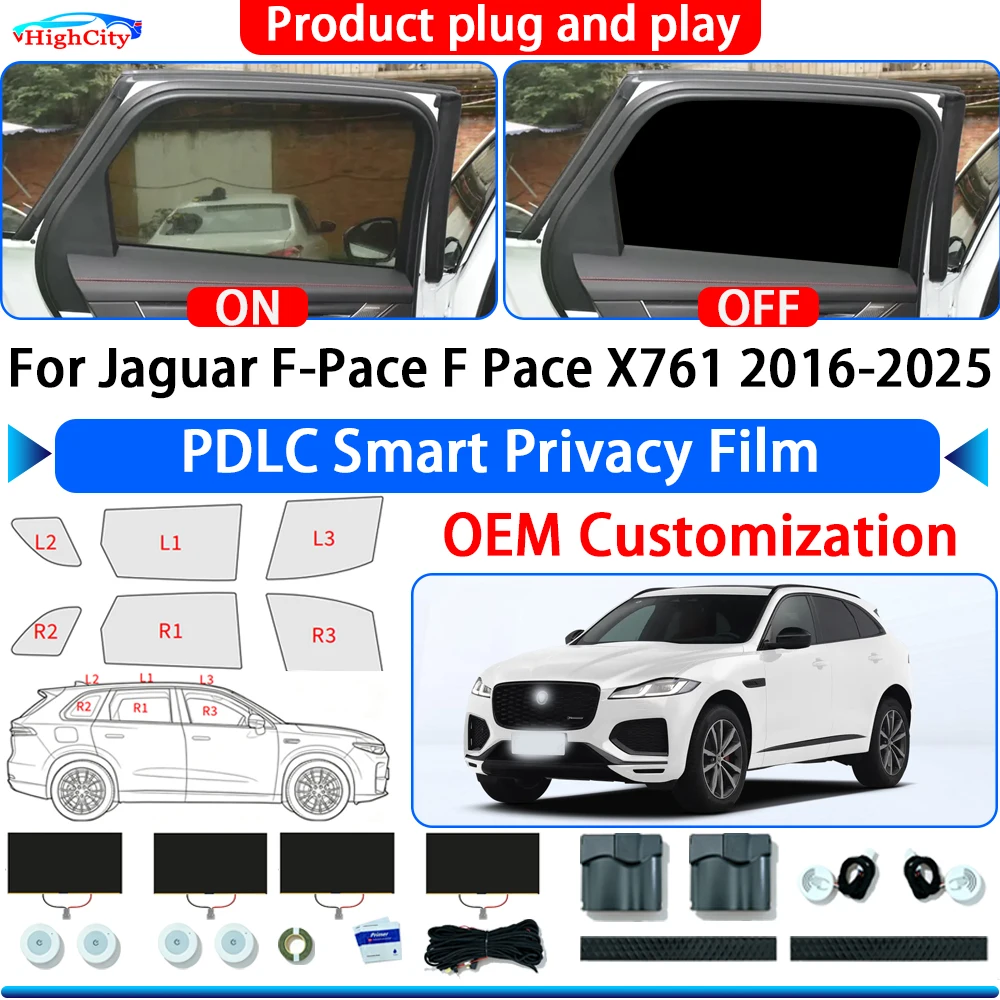 For Jaguar F-Pace F Pace X761 2016-2025 Switchable Electric Smart Privacy Film Polymer Dispersed Liquid Crystal Film Window Tint