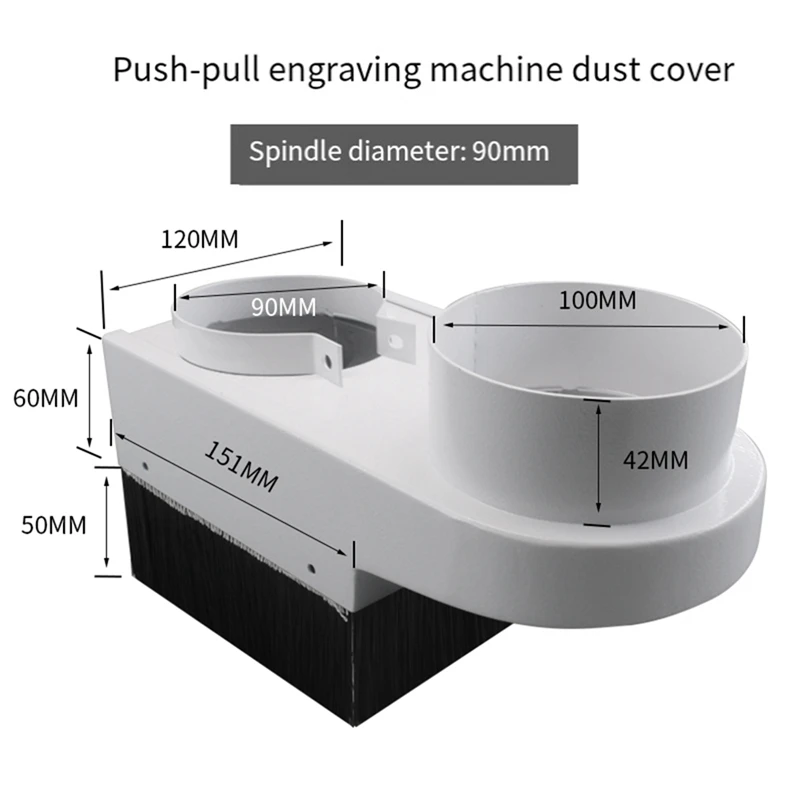 TOP CNC Router Dust Collector Shoe Engraving Machine Spindle Cover Diameter 90mm Woodworking Brush Cleaner Tools(On Card)