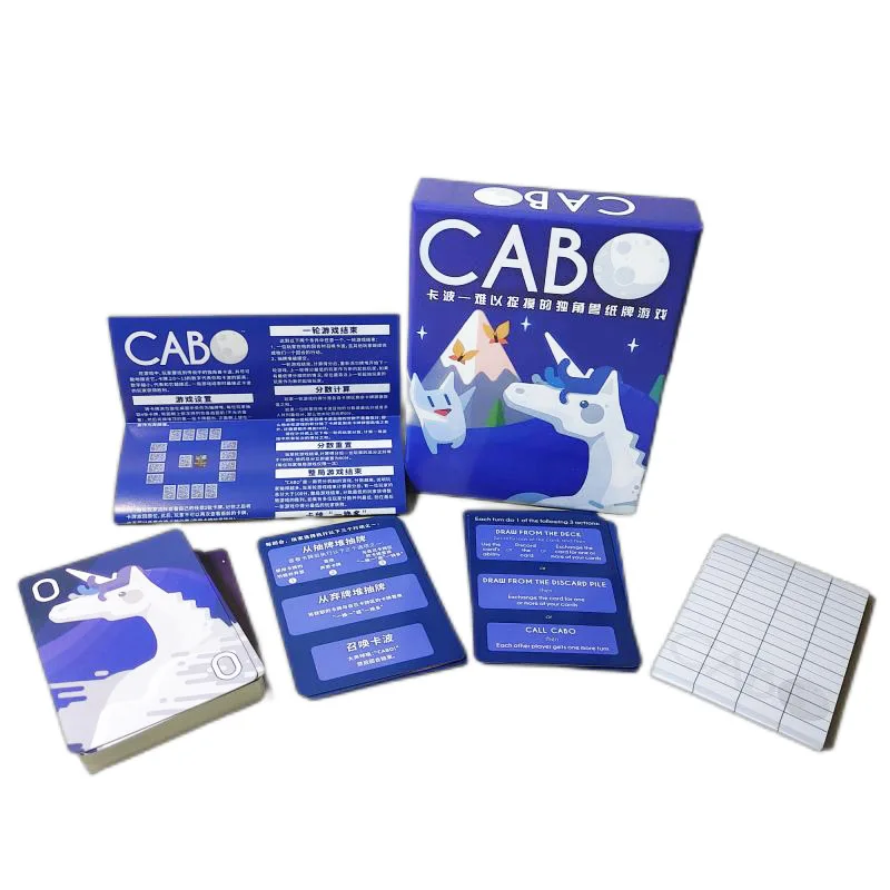 CABO Board Game with Magical Unicorn Cards, Bilingual English and Chinese, Perfect Party Game for Any Occasion