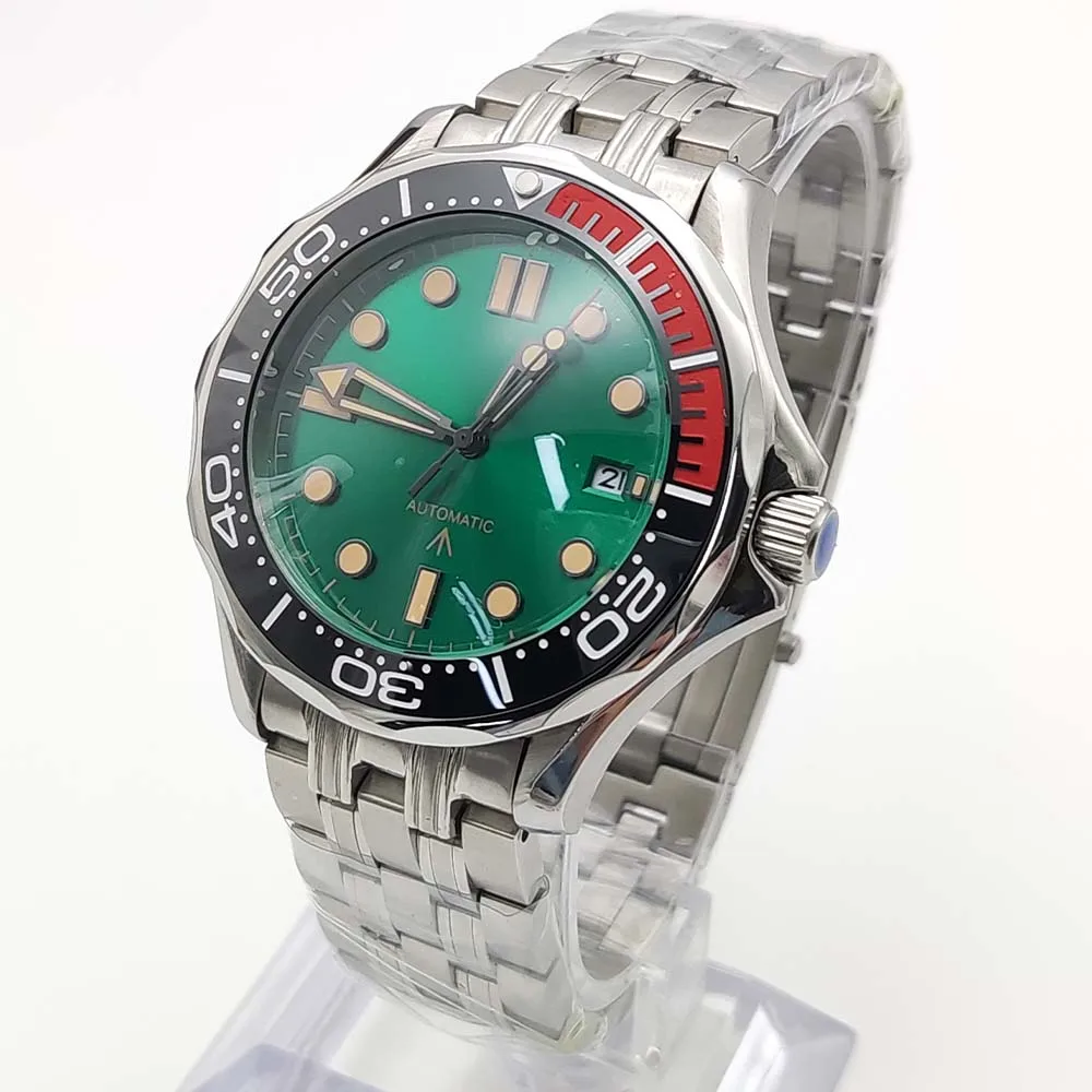 PARNSRPE 40mm Men's 8215 Automatic Mechanical Watch Stainless Steel Case Transparent Glass Back Men's Casual Fashion Watch