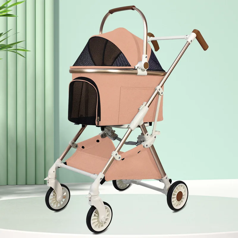

2025 Removable Outdoor Multi Cat and Multi Dog Cross Border Cart New Korean Fashion Pet Cart, Lightweight Folding Pet Stroller