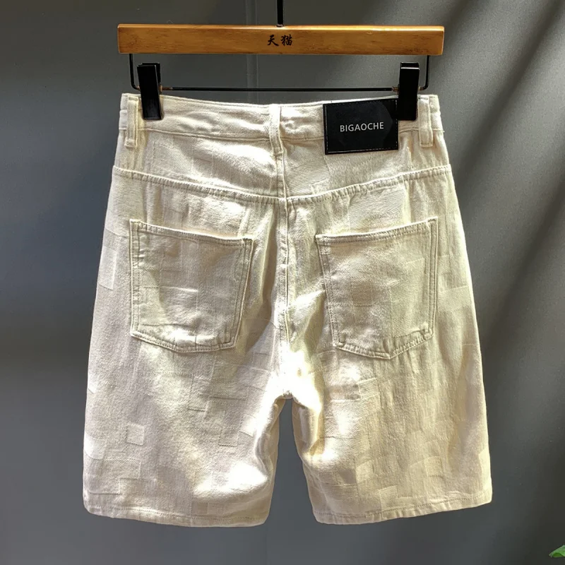 

2025 summer new denim shorts for men, loose straight leg trendy fashion men's clothing, street casual five quarter pants
