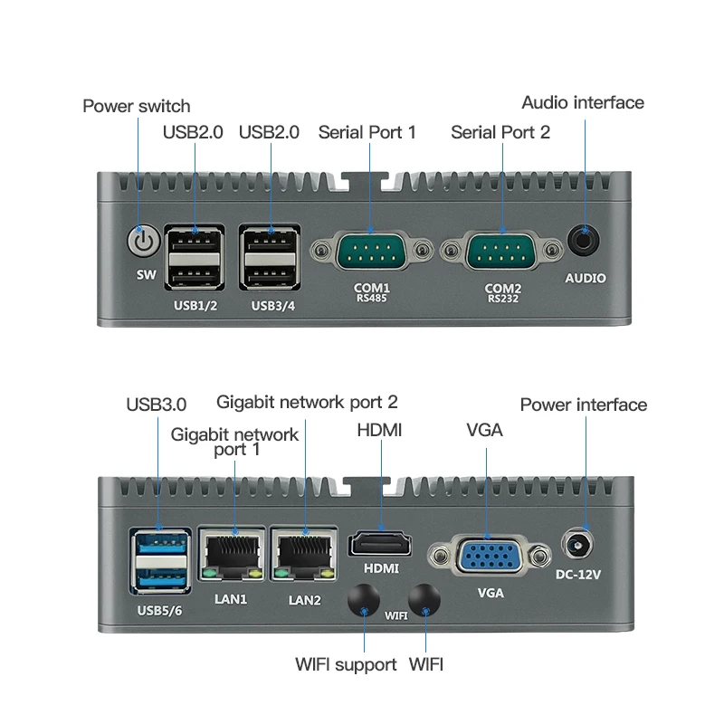Factory J1900 Mini PC 4-Core Dual LAN Ethernet 4 USB Win Quite Fanless 8GB PC EU US New Stock