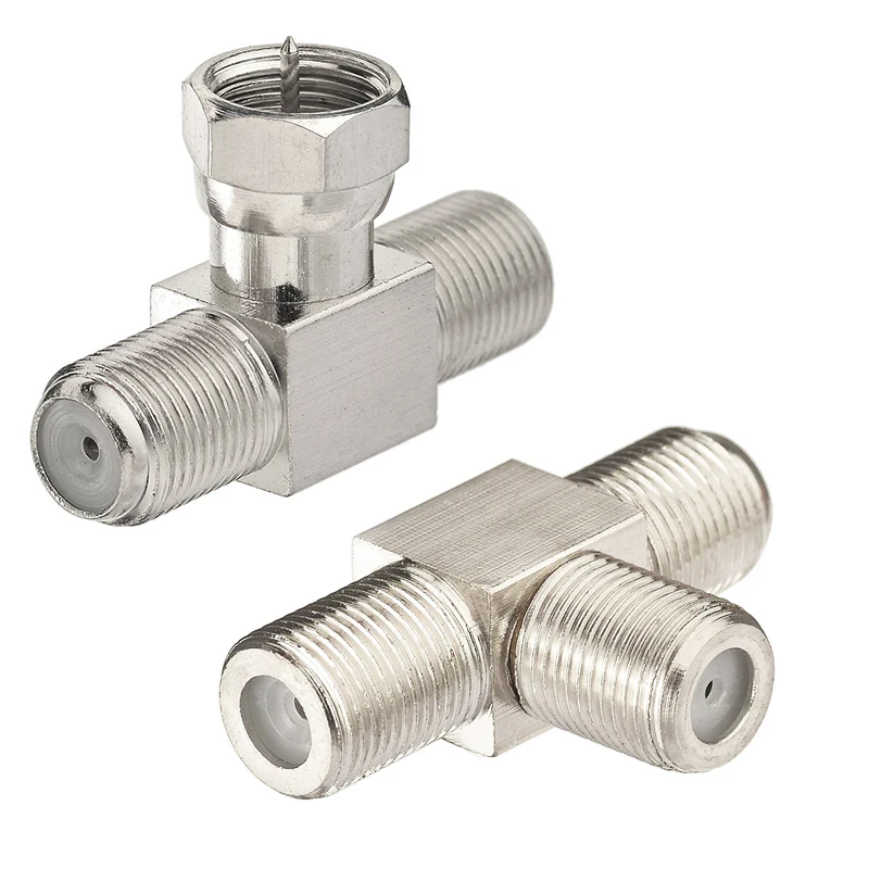 1Piece F Male Female Plug to 2 F female RF Coaxial Adapter TV Cable Connector 3 way T Type Splitter for TV Antenna Cable
