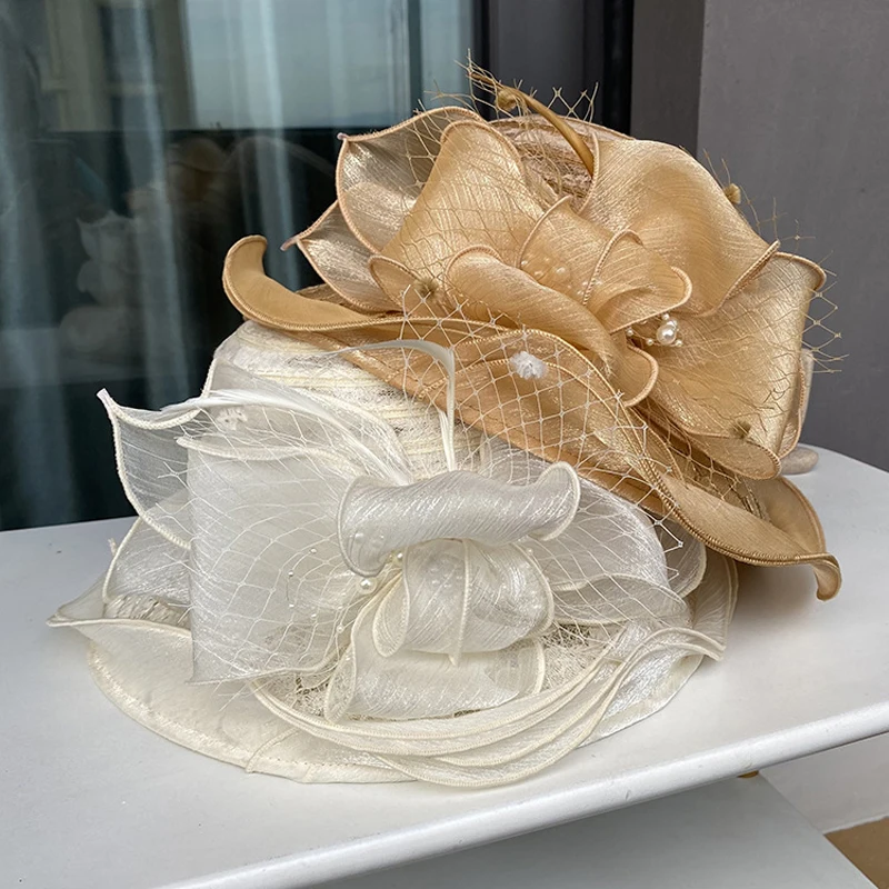 2025Damen Fascinator Millinery Kirchenhut Elegante Schleife Breite Krempe Eimerhüte Kentucky Derby Fedora Damen Sommer faltbare Sonnenkappe – Detail 8