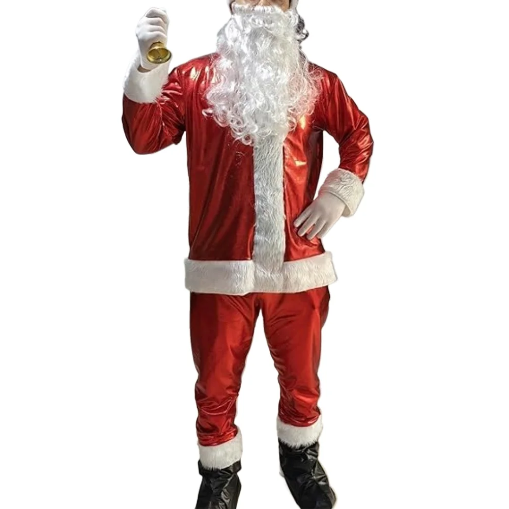 

PU Paint Leather Santa Claus Cosplay Costume Christmas New Year Men Costumes Adults Set Halloween Carnival Party RolePlay Suits