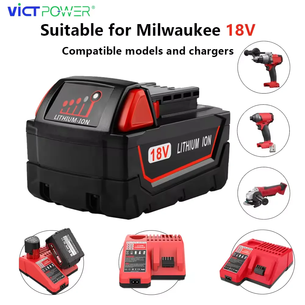 18V Lithium Battera 7500mAh/9000mAh/12000mAh For Milwaukee M18 18V Replacement For Milwaukee M18B5 Li-ion Battery