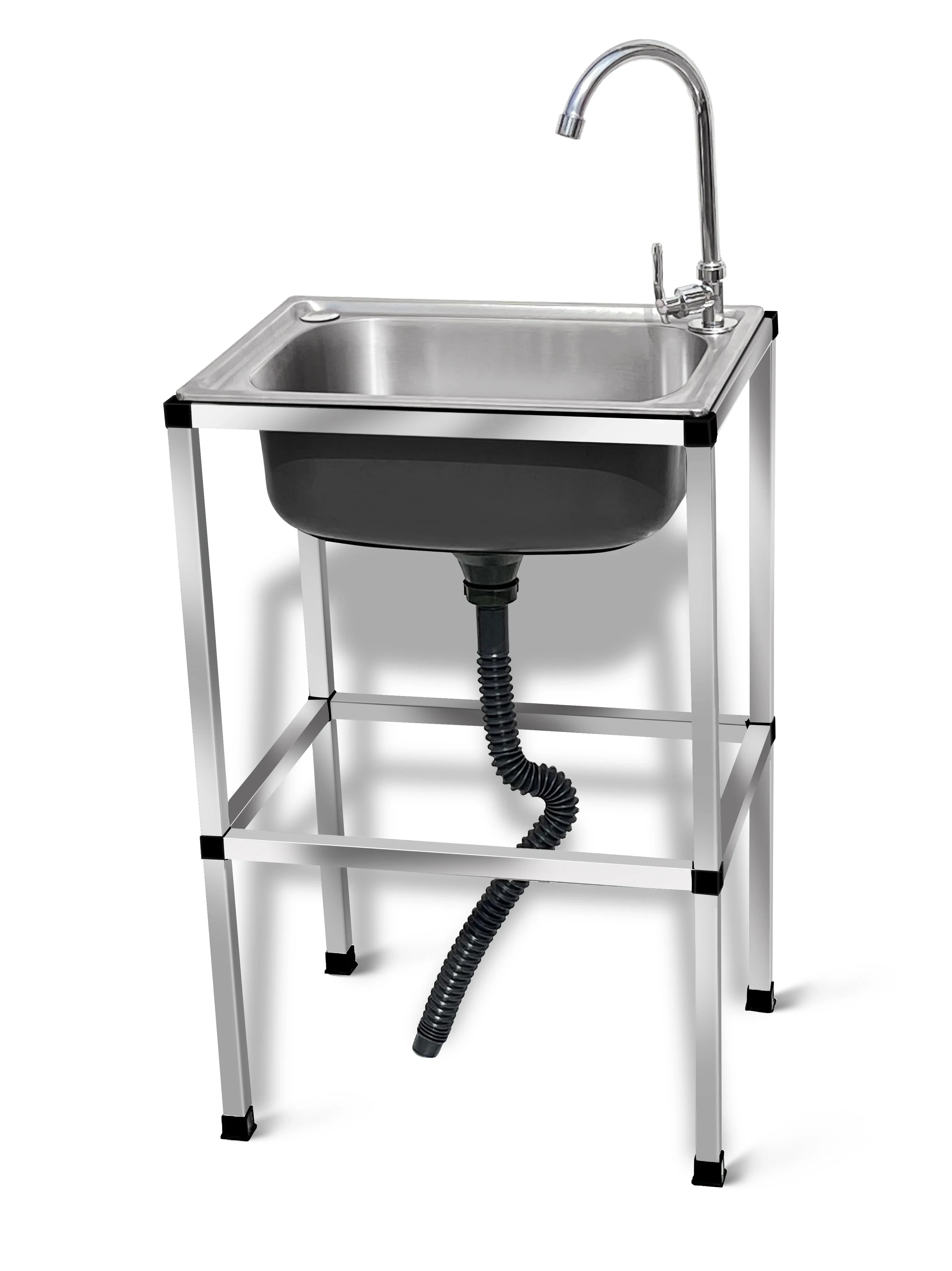 

Kitchen Thickened Stainless Steel Single with Bracket Dishwashing Washing Basin Large Single Basin withShelf