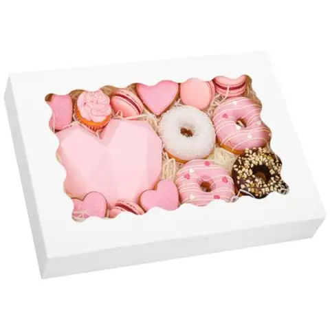 Cookie Boxes 14x10x2.5 Inch Bakery Boxes with Window for Donuts Pies Cakes Muffins and Pastries