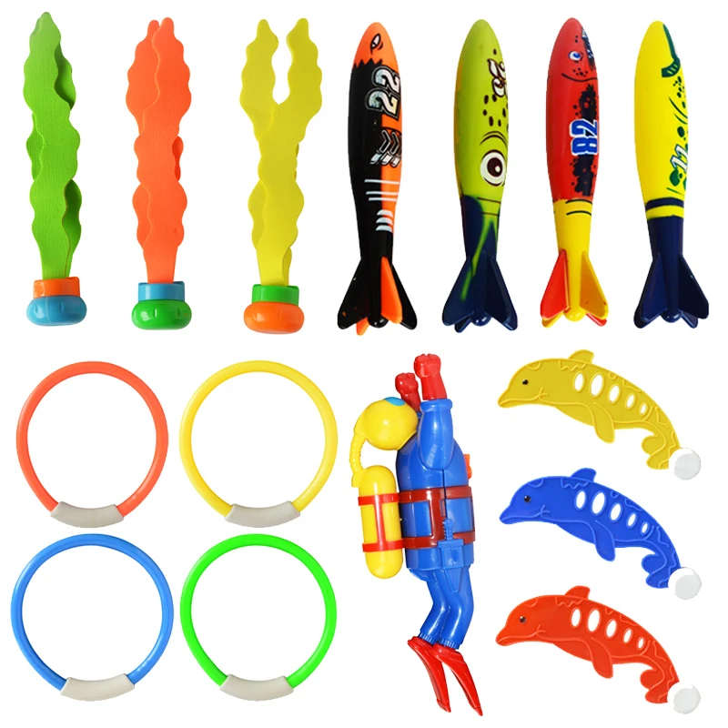 Summer Diving Toys Plastic Children Swimming Pool Water Toys Torpedo Water Grass Ring Dolphin Diving Man Interaction TMZ