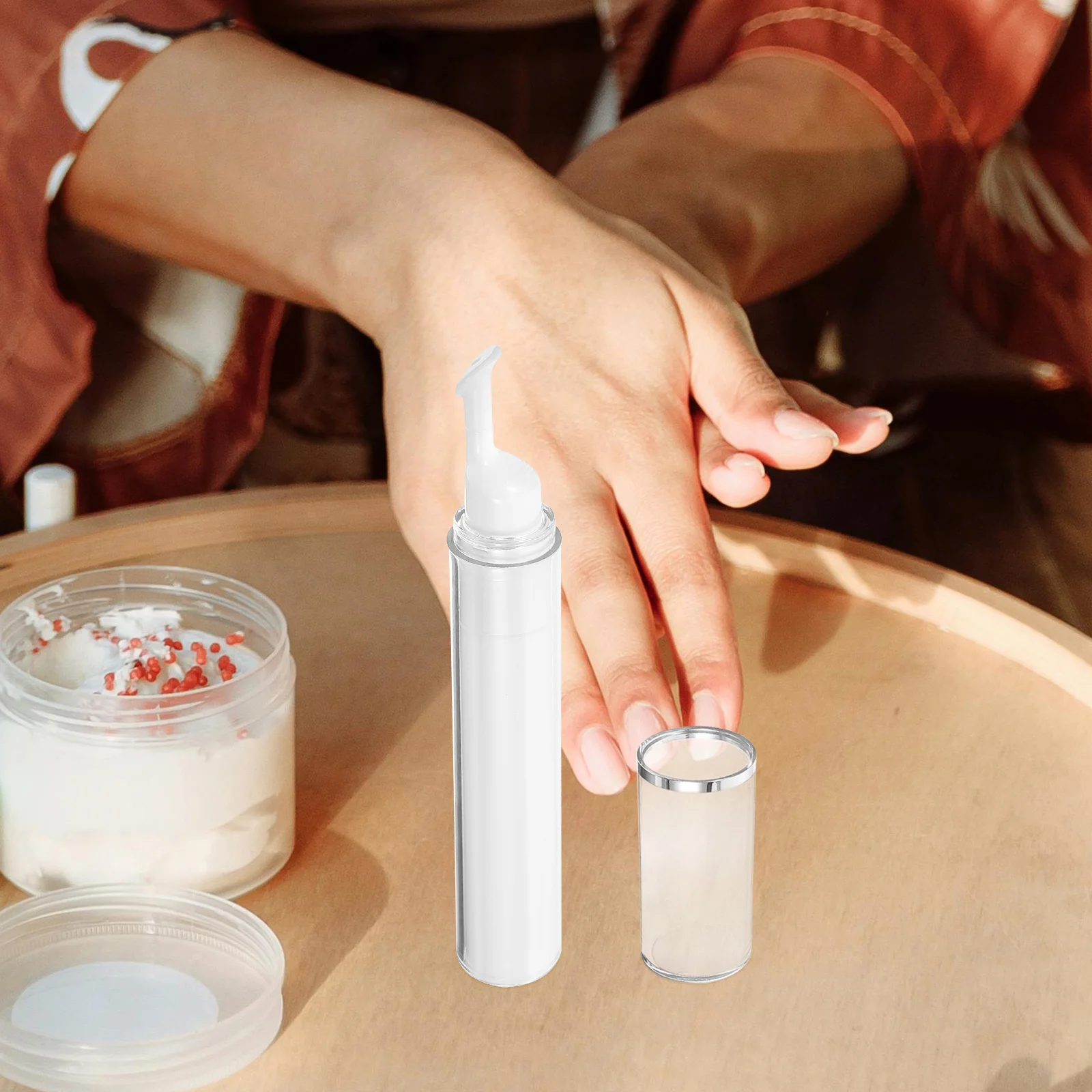 

15ml Airless Pump Bottles Refillable Eye Cream Containers Portable Travel Size Serum Dispenser Vacuum Tube Lightweight