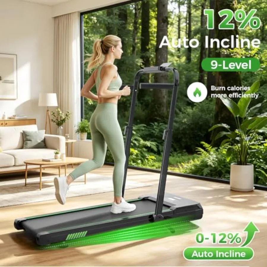 Walking Pad Treadmill with 12% Auto Incline Adjustable Handlebar