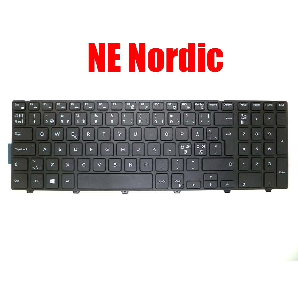 NE Nordic Keyboard For DELL 5551 5552 5555 5557 5558 5559 5566 5576 5577 7557 7559 5748 5749 5755 5758 5759 3541 3542 0VHH8X New