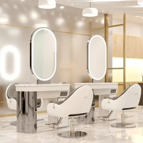 Зеркальный шкаф для салона LHair, интегрированный для парикмахерской, парикмахерской, зеркало с горячим крашением и подсветкой