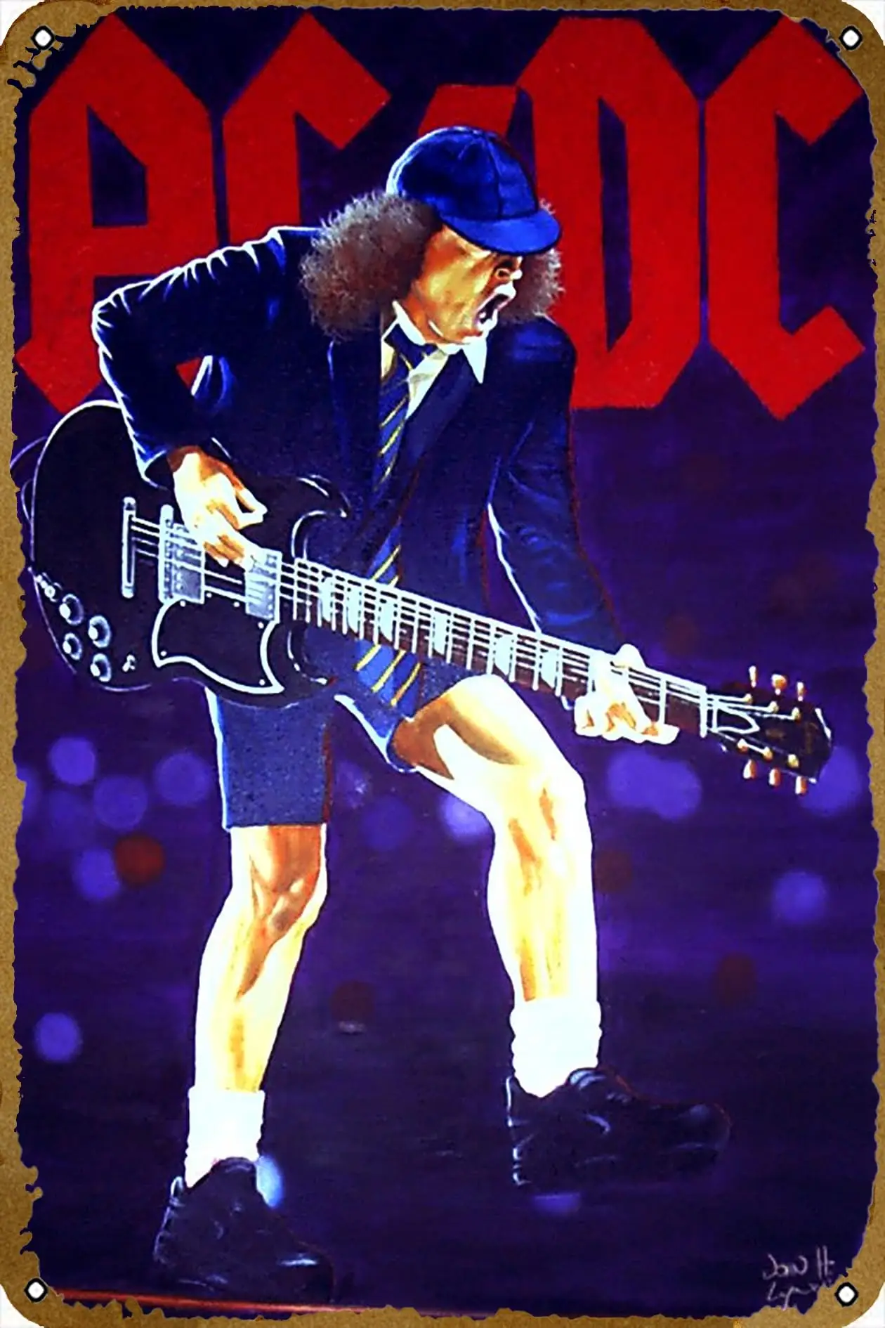 SPIRIT OF ANGUS YOUNG Music Poster Bar Pub Cafe Wall Vintage Karaoke Retro Metal Tin Sign Man Cave Decor Rock Band 8x12 inch