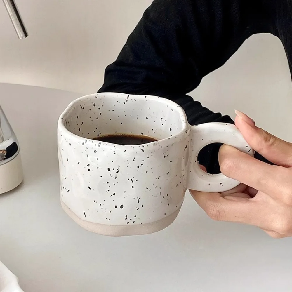 

Household Ceramic Coffee Mug Splash Ink Design 250ML Tea Cup Simple Style Ring Handle Water Cup Office