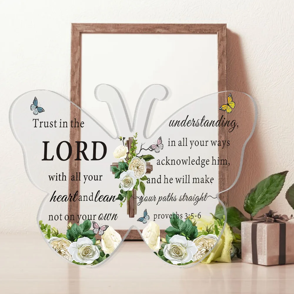 Acrylic Christian Gifts Bible Verses Religious Gifts for Women Men Inspirational Scripture Butterfly Prayer Room Decor