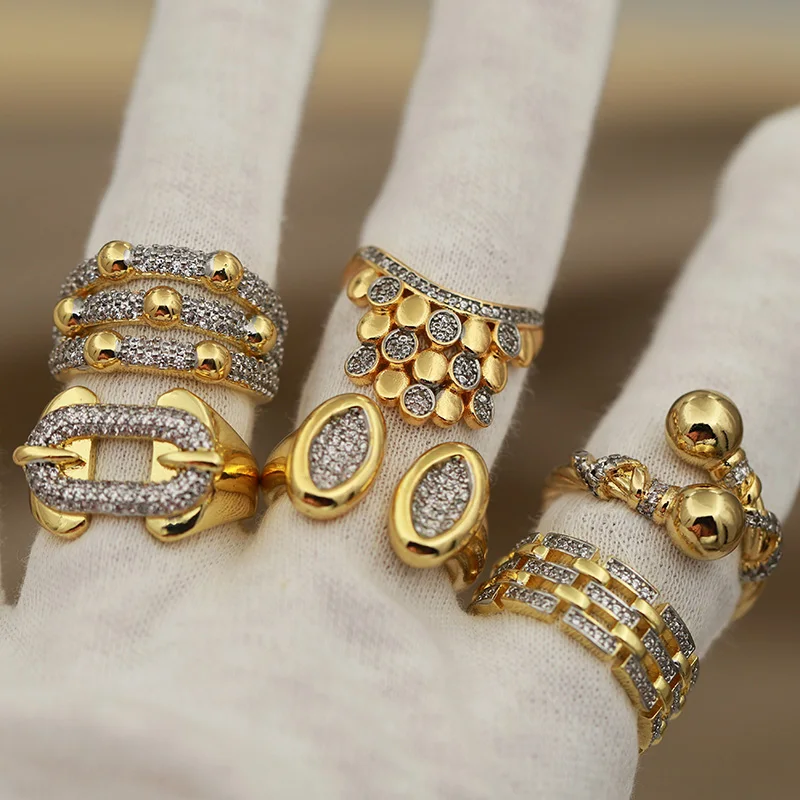 Nouveaux accessoires de vue zircone perles métalliques anneaux ouverts pour les femmes de luxe cristal goutte d'eau bagues de fiançailles de mariage