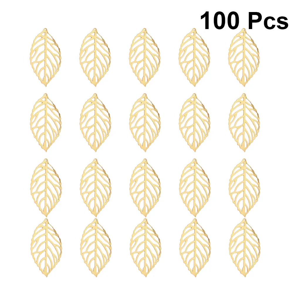 

100 Pcs Metal Flower Pieces Hollow Leaf Pendant Accessories Alloy Charms DIY Necklace Bracelet Earrings Christmas Gifts Jewelry