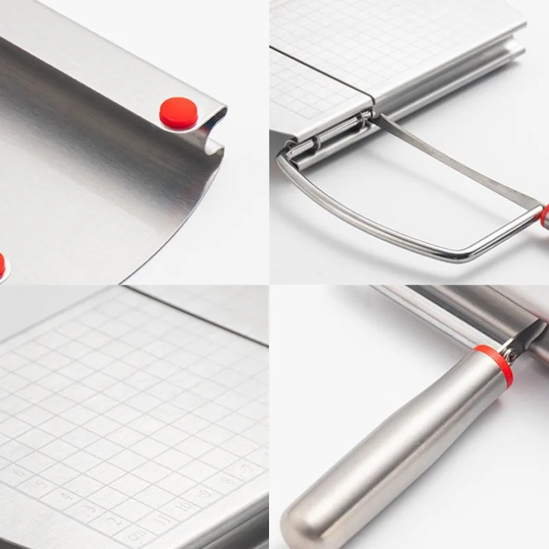 Multifunctional Stainless Steel Butter Cheese Ham Slicer Cutter with Scale Kitchen Knife Cutting Tool & Bar Accessory