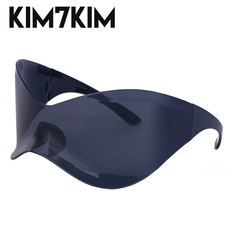 Oversized Steampunk Sunglasses New Women Men 2023 Luxury Brand Punk One Piece Sun Glasses Future Technology Sense Y2k Sunglass