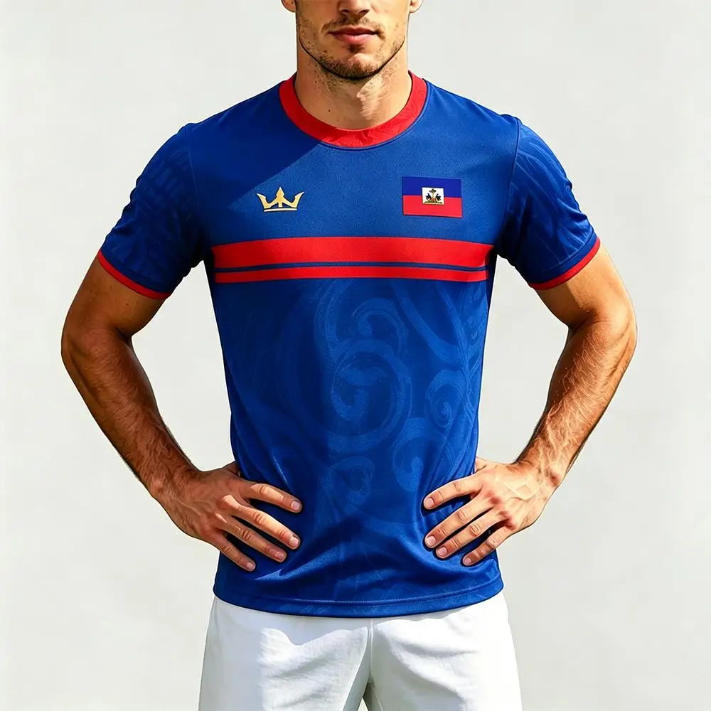 Haitian Flag 3D Print Quick Dry Football Jersey 2026 New Men's Sports Short Sleeve T-shirt Men's And Women's Casual Summer Tops