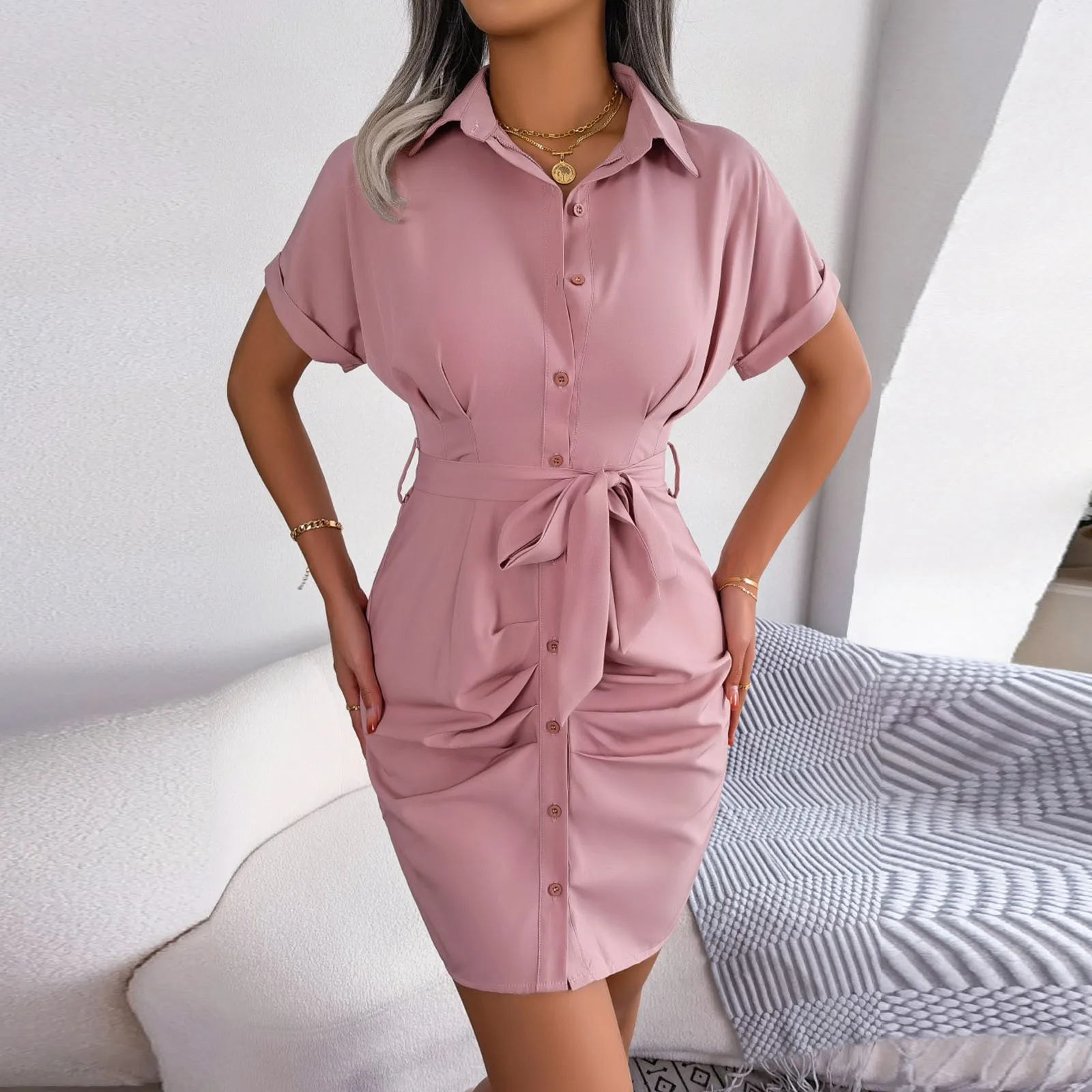 

2024 Elegant Party Women Dress Summer Sheath Deep V Neck Batwing Sleeve Solid Casual Dresses Women Streetwear Female Vestidos