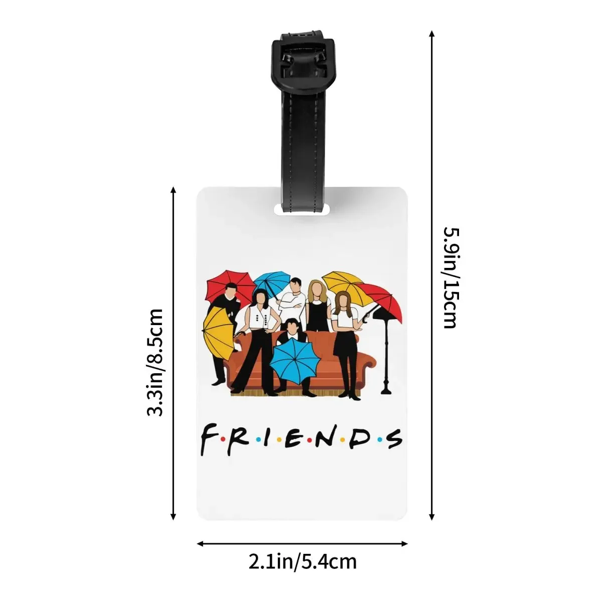 Étiquette de bagage personnalisée Friends TV Show avec carte de visite, couverture de confidentialité, étiquette d'identification pour sac de voyage, valise